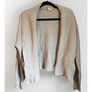 Anthropologie Moth Open Front Gray Knit Cardigan Sweater M Pockets Cottagecore